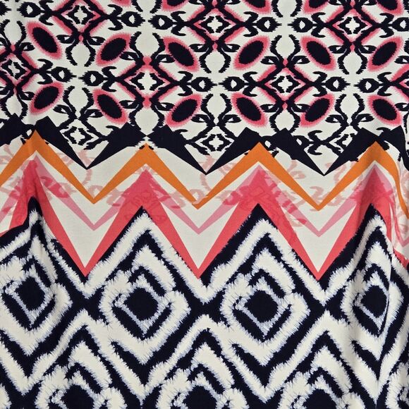 Vince Camuto Sheath Shift Dress Short Sleeve Colorful Geometric Pattern Womens 8 - Picture 2 of 11